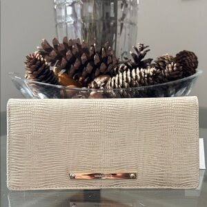 Brahmin Ady wallet Cream Light Gold All Over Lizard Leather NWT